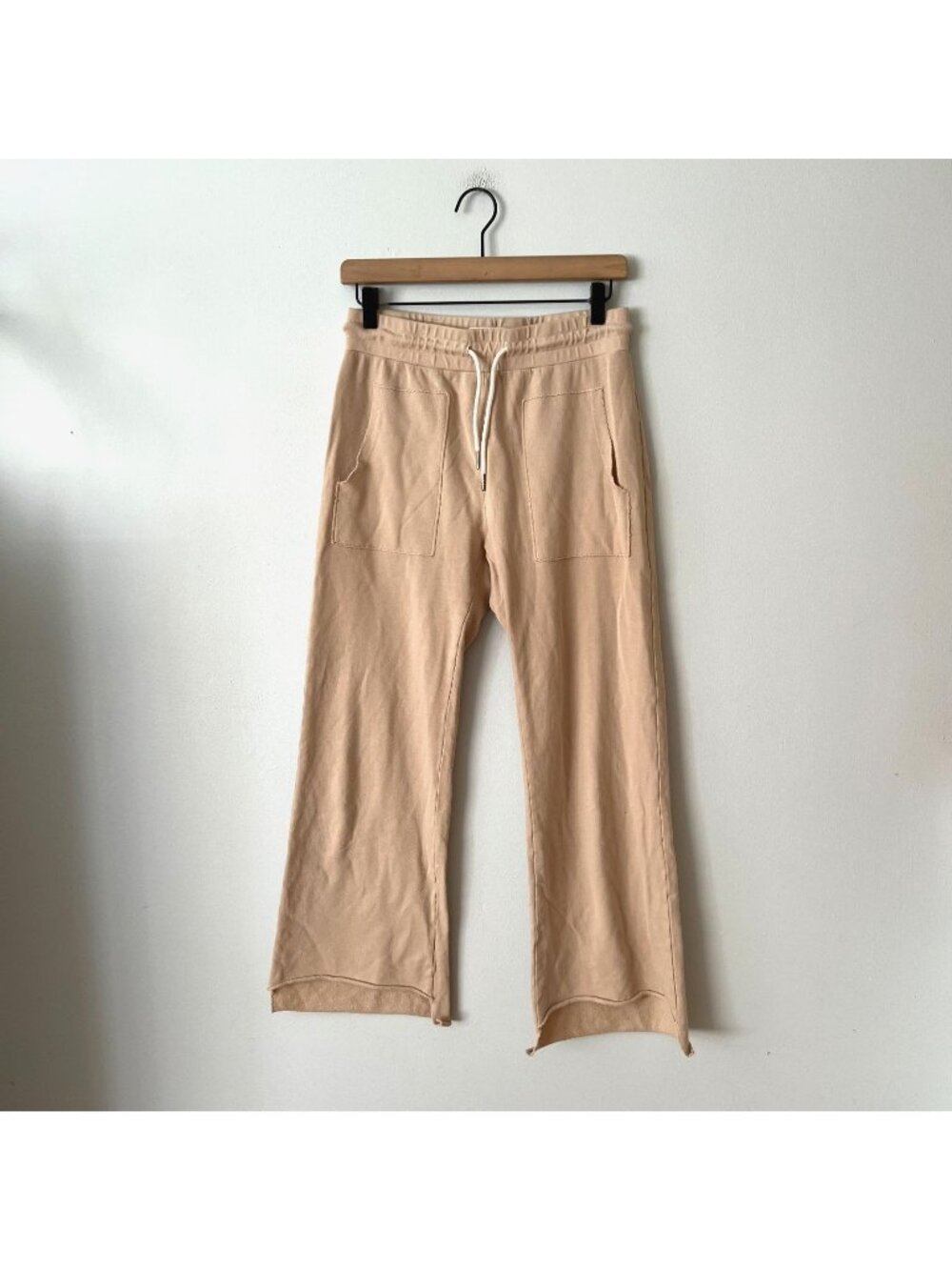 MATE the Label Wide Leg Step Hem Tan Organic Cotton Sweatpants Women's Size M